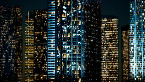 Rascacielos-En-El-Barrio-De-Negocios-En-La-Noche